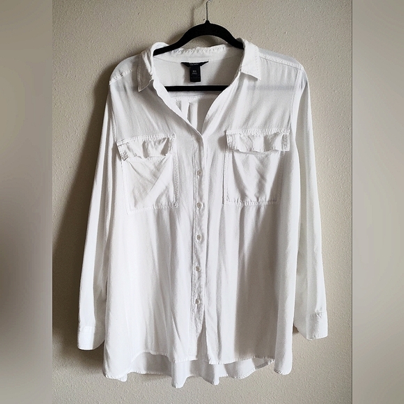 SIMPLY VERA WANG Sz XXL White Long Sleeve Button Up Shirt - Picture 1 of 6